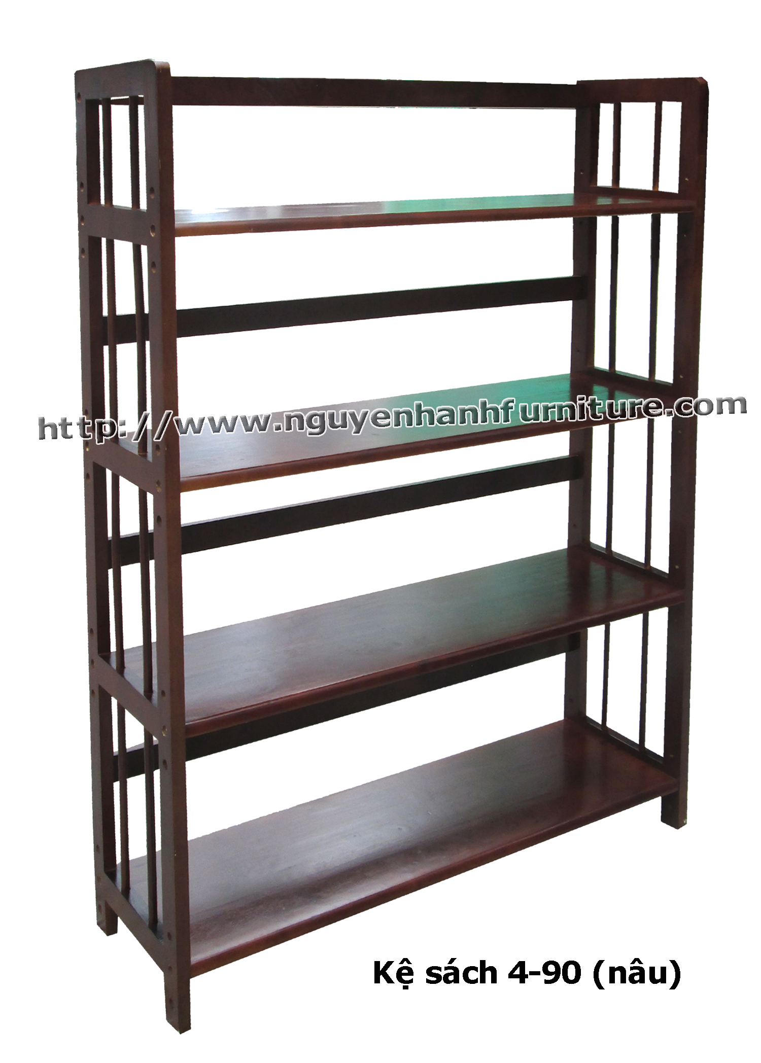 Name product: 4 storey Adjustable Bookshelf 90 (Brown) - Dimensions: 80 x 28 x 120 (H) - Description: Wood natural rubber